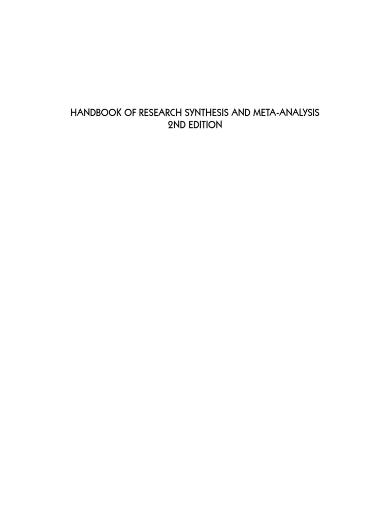 Handbook of Research Synthesis and Meta-Analysis | PDF | Meta Analysis ...