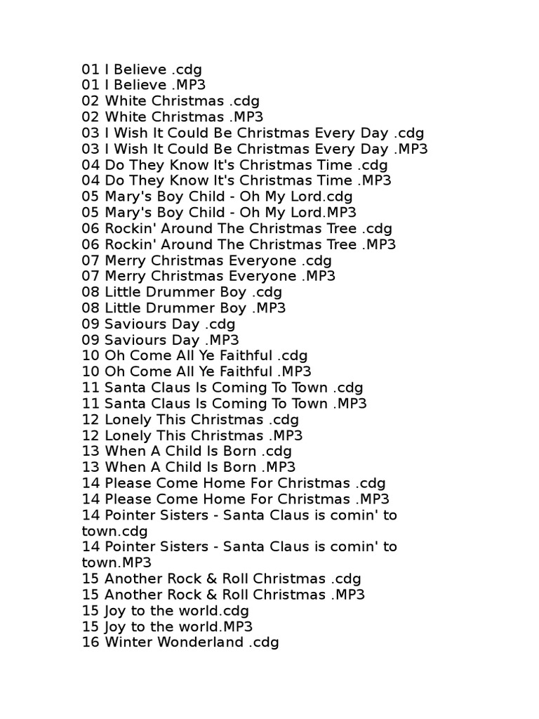 Christmas Karaoke List PDF Christmas Music Christmas