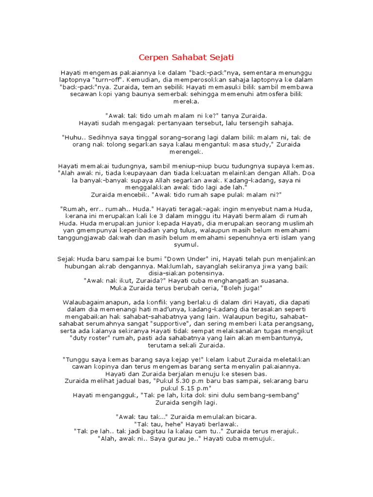 Cerpen Sahabat Sejati