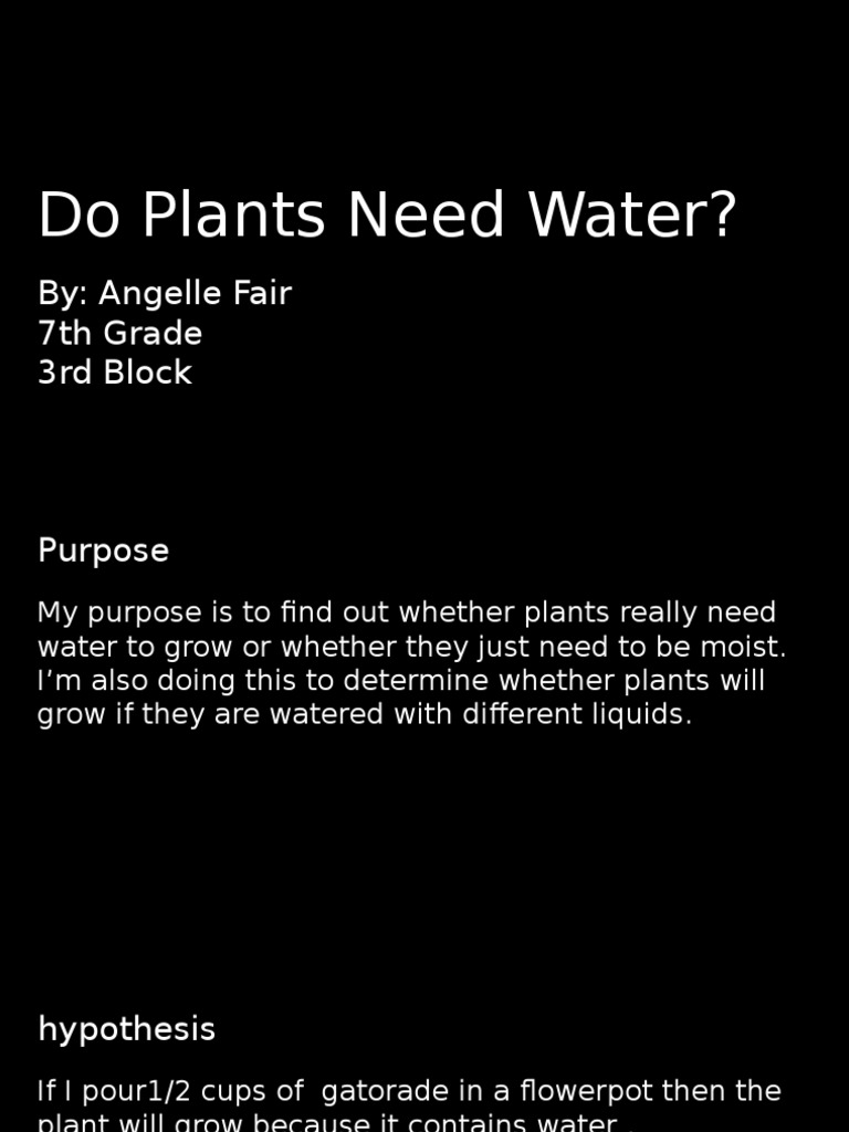 Do Plants Need WaterAngelle Fair PDF