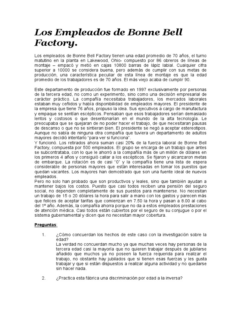 Los Empleados de Bonne Bell Factory PDF Economias Business