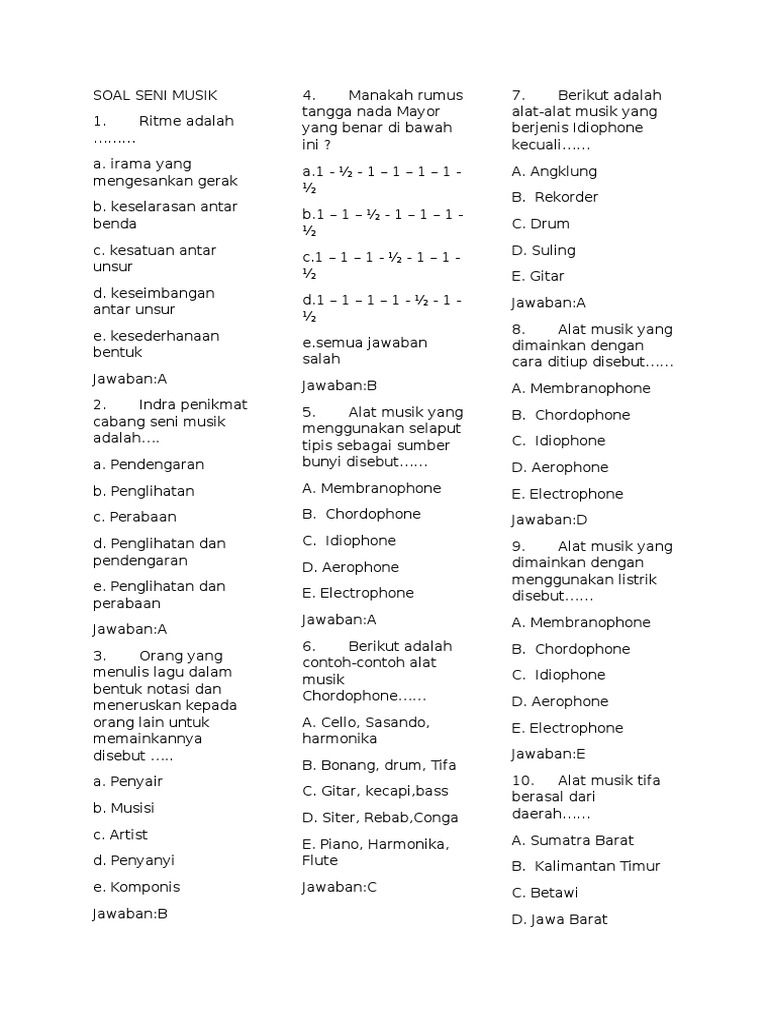 Soal Seni Musik