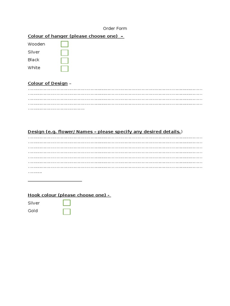 Custom Hanger Order Form | PDF
