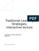 Traditional Learning Strategies: Interactive Lecture: Submitted By: Atienza, Michaela N. BSN 2A-G1