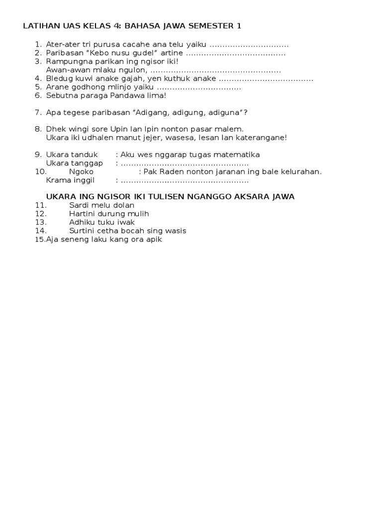 Bahasa Jawa Kelas4
