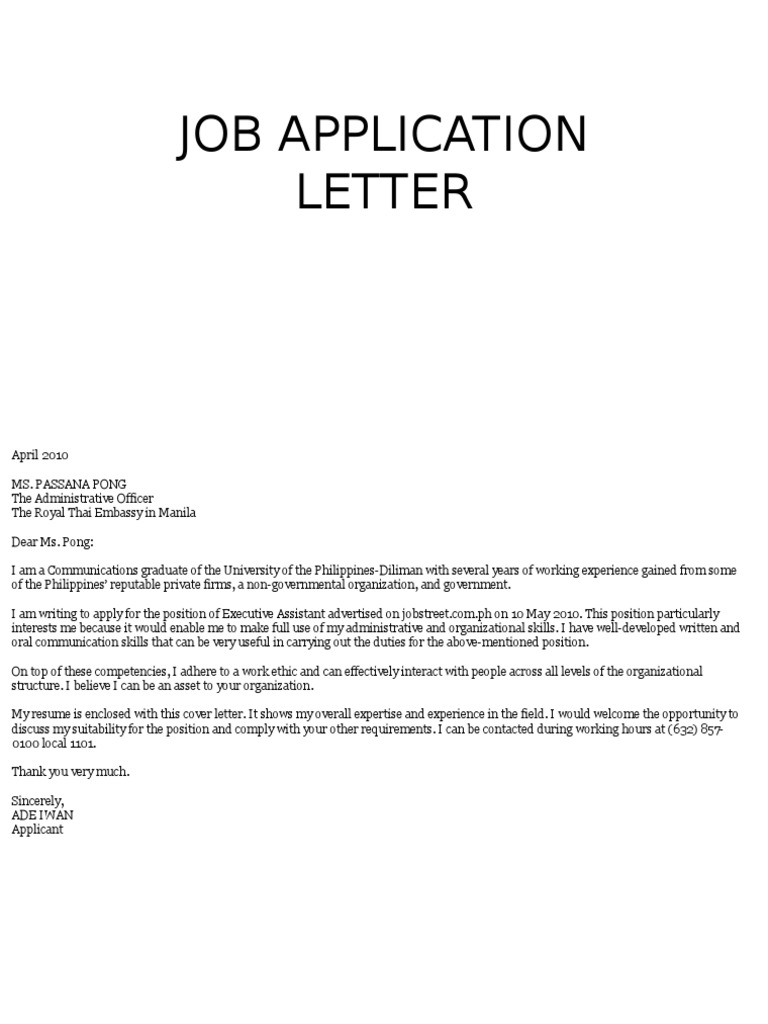 Job Application Letter | Health Professional | Nursing