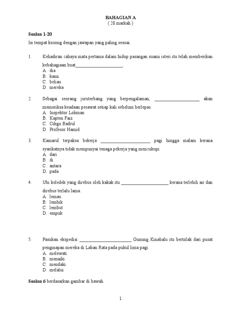 Soalan Bm Pemahaman Mac 2017 Thn 4 Soalan Bm Pemahaman Mac 2017 Thn 4