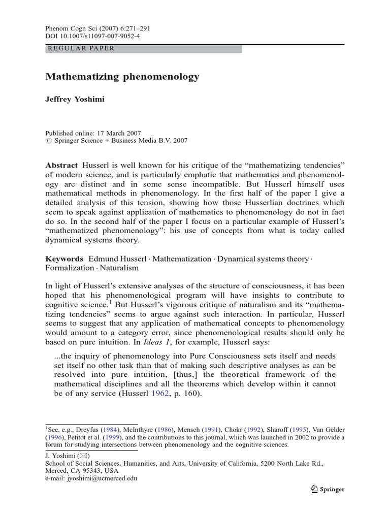 Phenomenology and The Cognitive Sciences Volume 6 Issue 3 2007 Jeffrey ...