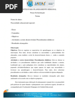 Sugestao Para Planejamento Semanal