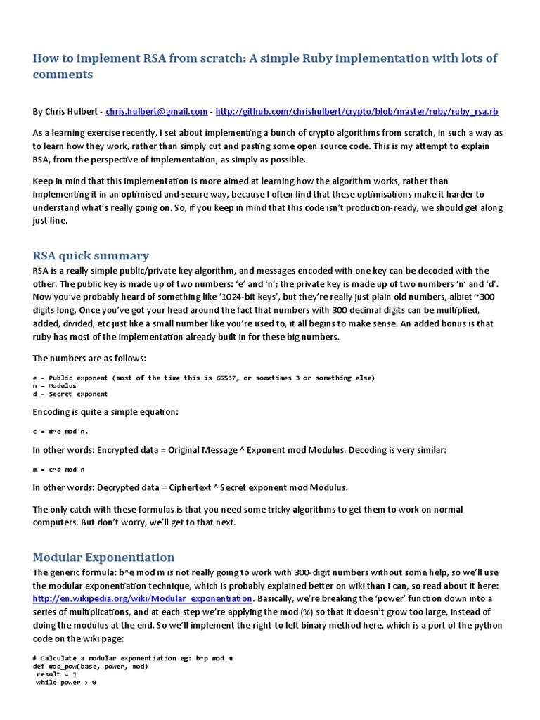 How to implement rsa in ruby pdf security engineering prime number