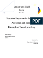 Reaction Paper On The Seminar: Acoustics and Basic Principle of Sound Proofing