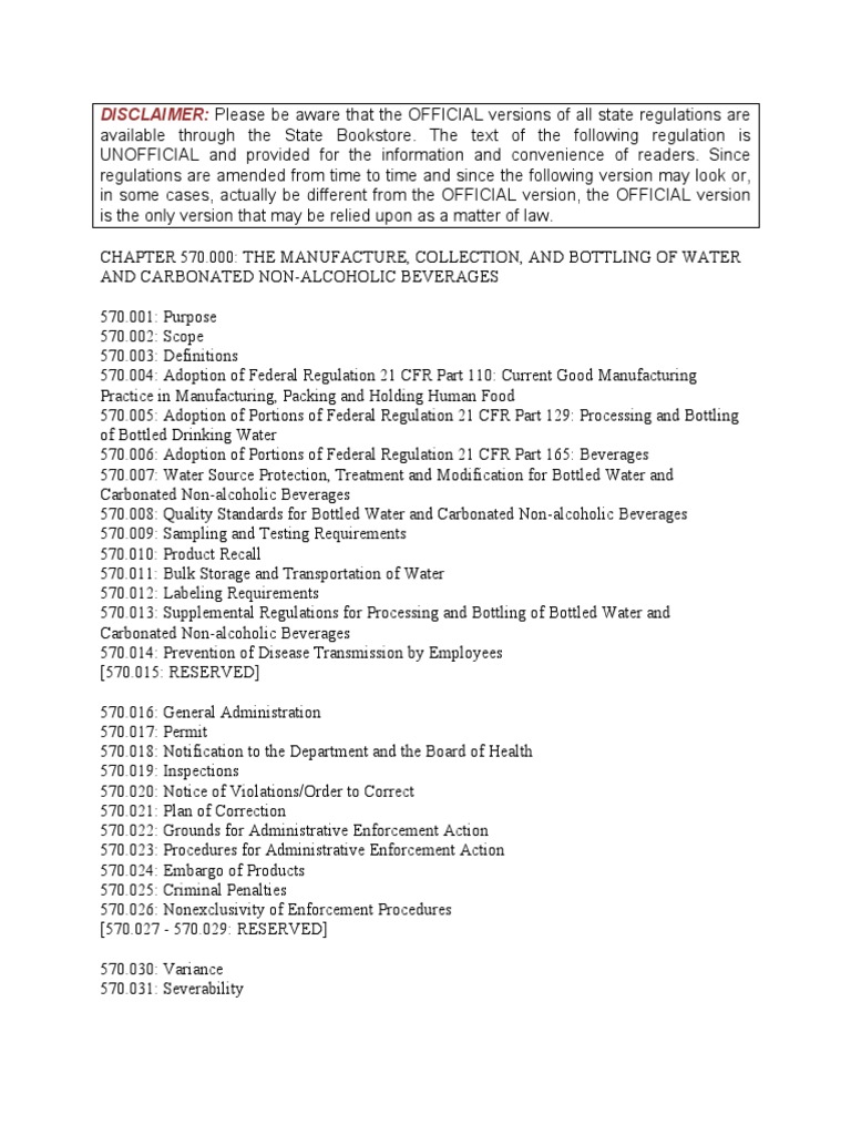 Standard For The Manufacture | PDF | Soft Drink | Bottled Water
