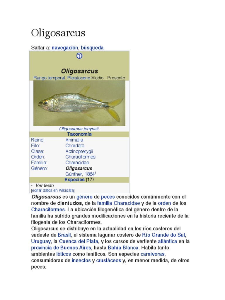 Oligosarcus PDF Vertebrados Acuáticos Animales mantenidos como