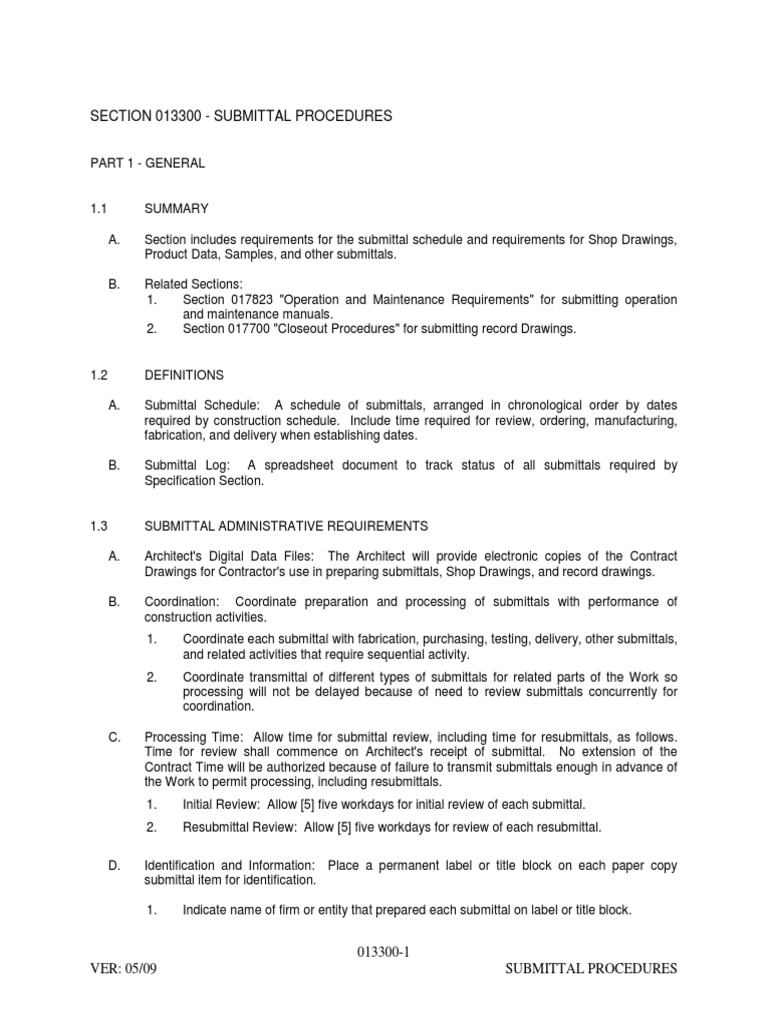 Submittal Procedures for Construction Projects | PDF | Specification ...