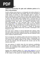 Assignment 3 Method of Measuring The Gain and Radiation Pattern of A Micro Strip Antenna