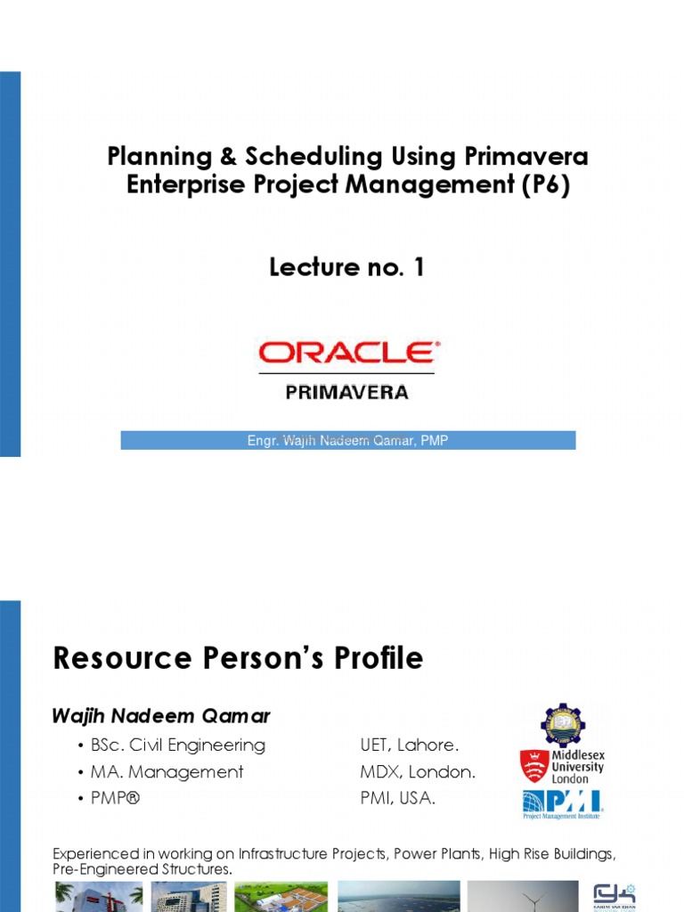 Primavera - Lecture No. 1 PDF | PDF | Project Management | Accountability