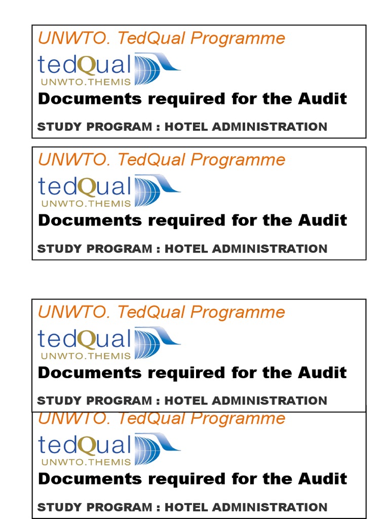 Unwto. Tedqual Programme: Documents Required For The Audit | PDF ...