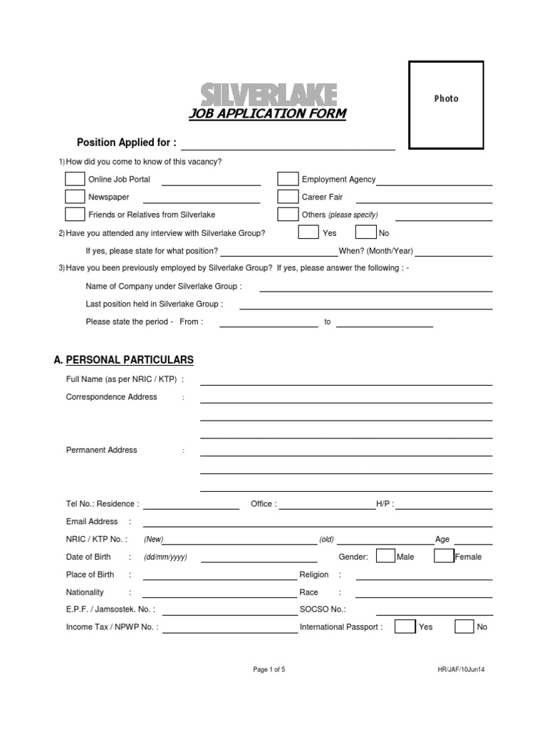 Job Application Form 150310 | PDF | Social Institutions | Social Science