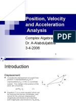Position, Velocity and Acceleration Analysis Using Complex Algebra Method