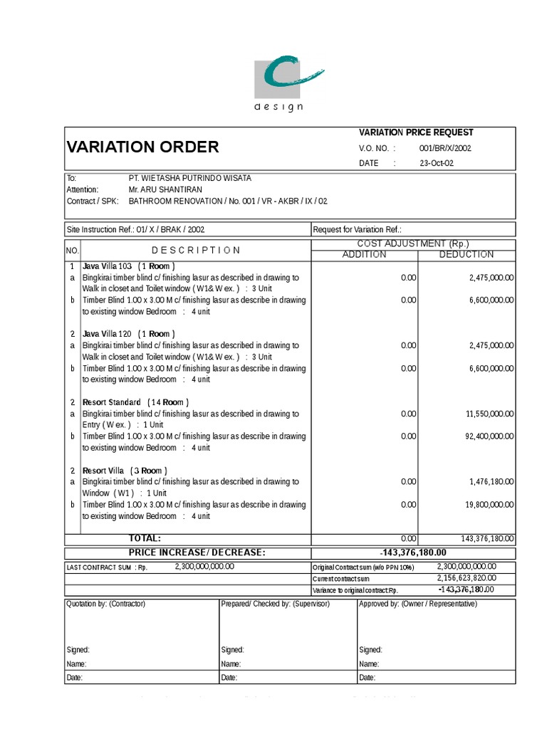 Bathroom Renovation Variation Orders | PDF | Queensland Heritage ...