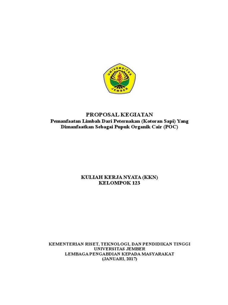  Proposal  Kegiatan Pemanfaatan Limbah  Dari Peternakan 