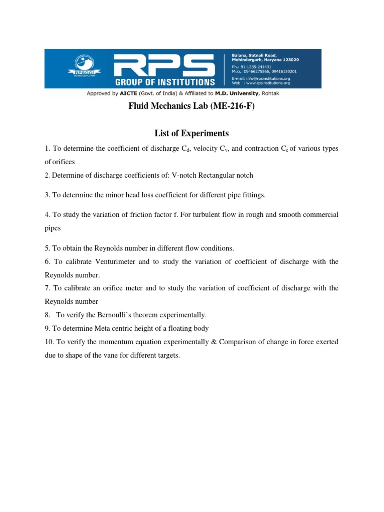 Fm Lab Pdf Pdf Reynolds Number Fluid Dynamics