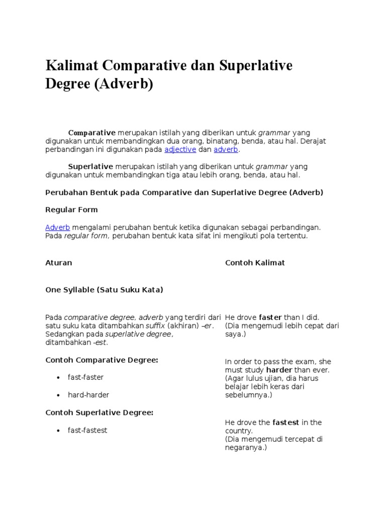 Kalimat Parative Dan Superlative Degree