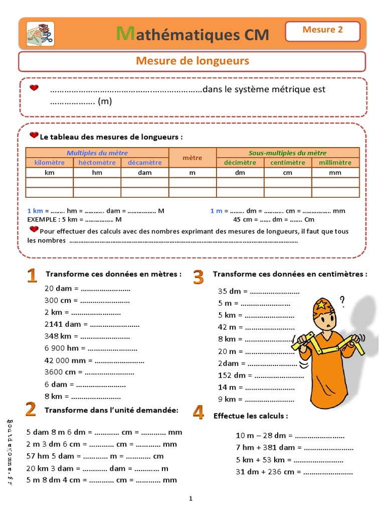 Exercices Sur Les Multiples Cm2 à Imprimer BDG Mesure Cm2 2012 Vers2 Lec - On 2 | PDF | Unité de mesure | Longueur