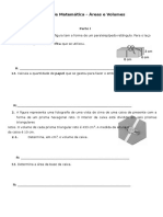 Teste de Matemática sobre Áreas e Volumes