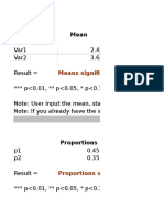 Variable Mean: Means Significantly Different at 99%