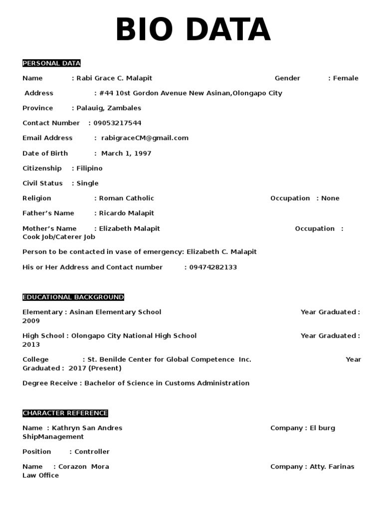 Bio Data | PDF