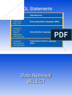 SQL Statements: - Select - Insert - Update - Delete - Create - Alter - Drop - Rename - Truncate - Commit - Rollback - Savepoint