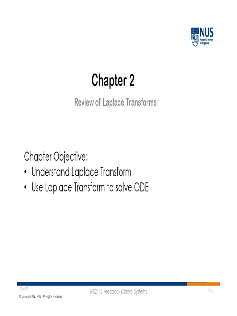 Chapter Objective Understand Laplace Transform Use Laplace