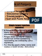 Kinds of Forgery: Simple Forgery Simulated Forgery Traced Forgery Cut and Paste Forgery