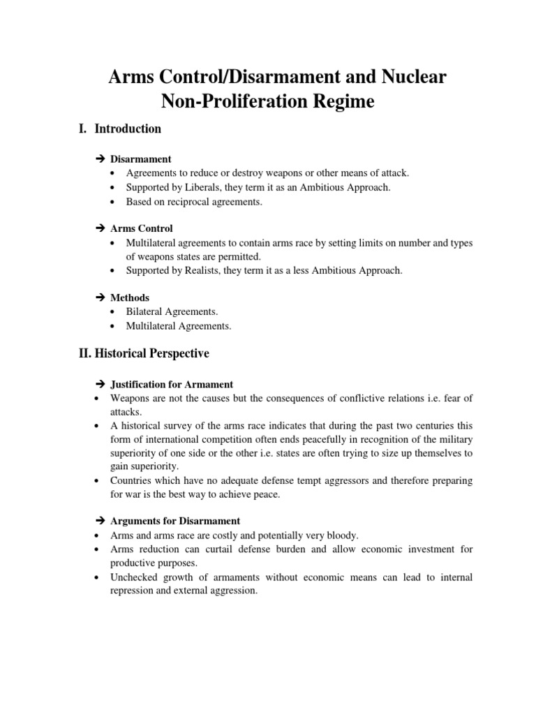 Arms Control and Disarmament Overview | PDF | Nuclear Weapons | Treaty ...