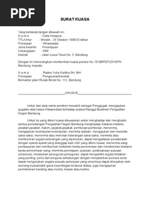 Surat Kuasa Kasus Wanprestasi