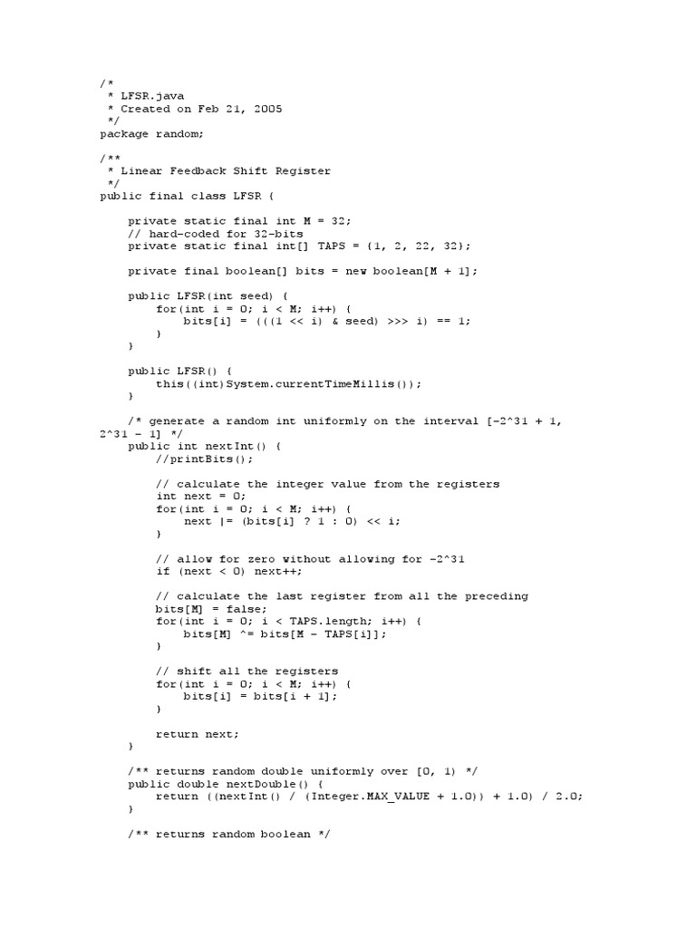 LFSR | PDF | Teaching Methods & Materials