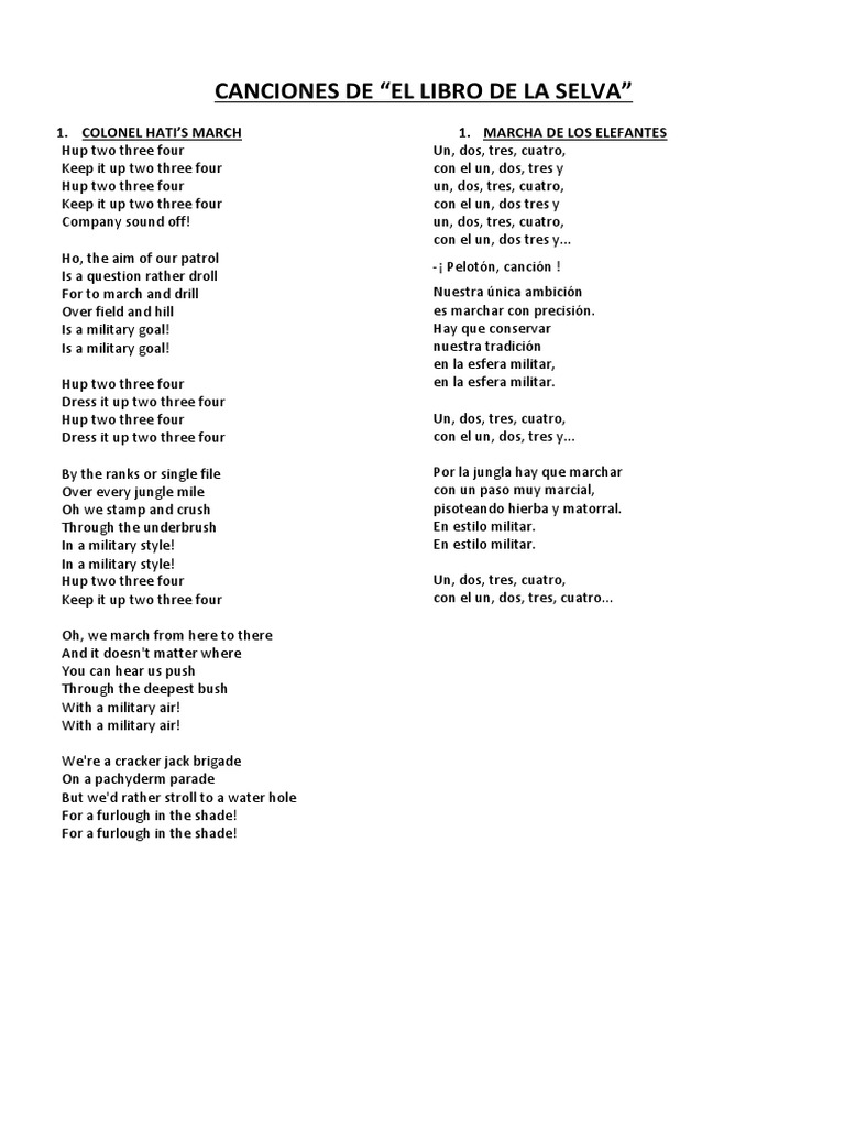 El Libro De La Selva Canciones Letra