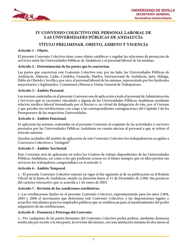 IV Convenio Colectivo Del Personal Laboral de Las Universidades ...