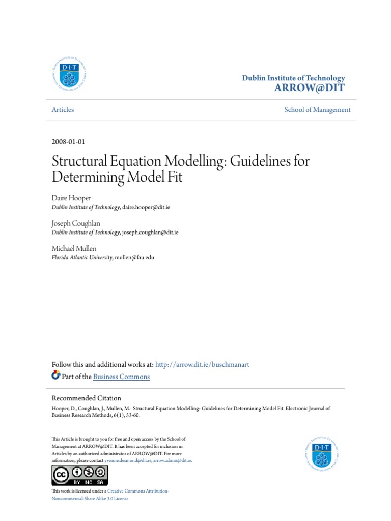 Structural Equation Modelling - Guidelines For Determining Model F PDF ...
