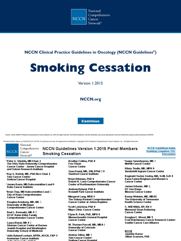 NCCN Smoking Cessation PDF Smoking Cessation Therapy
