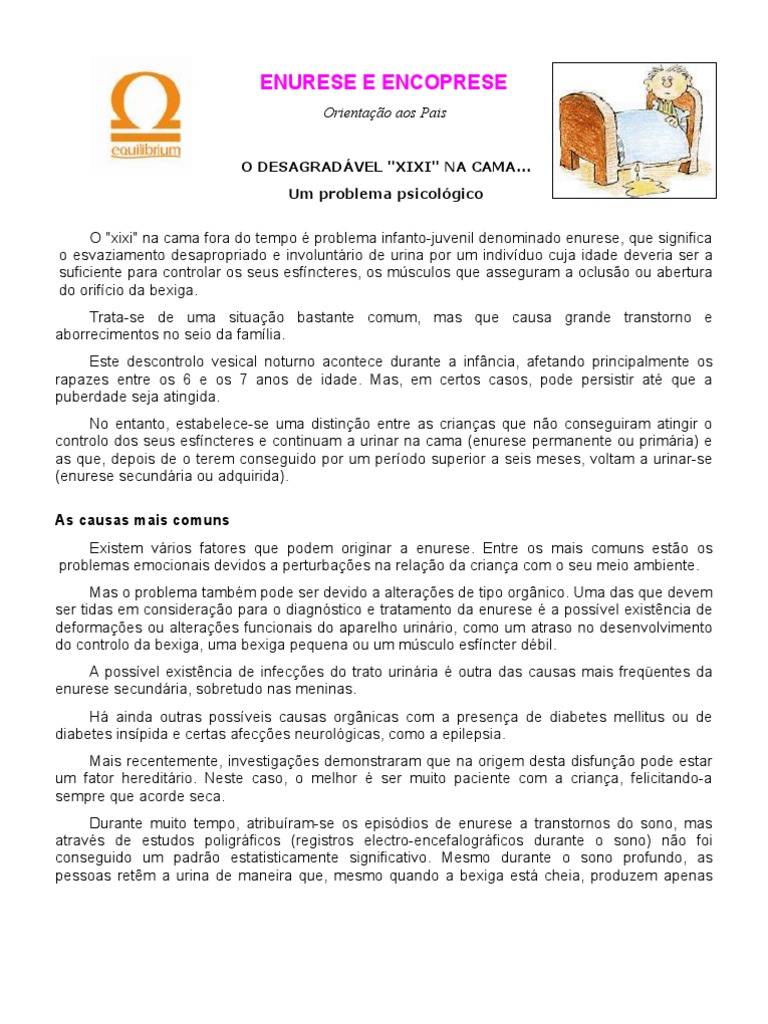 Enurese e Encoprese: Orientações para Pais | PDF | Psicoterapia ...