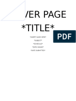 Cover Page Title : Insert Name Here Subject Schedule Date Issued Date Submitted