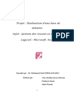 Projet: Réalisation D'une Base de Données Sujet: Gestion Des Ressources Humaines Logiciel: Microsoft Access