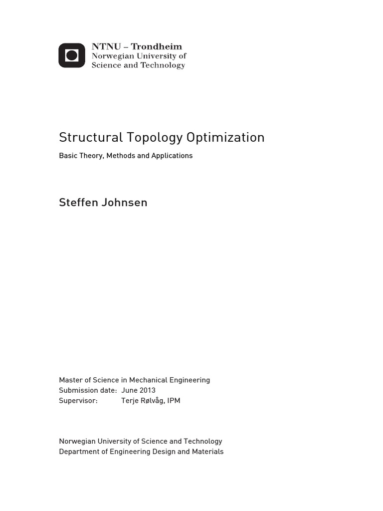Topology Optimization Techniques and Applications | PDF | Mathematical ...
