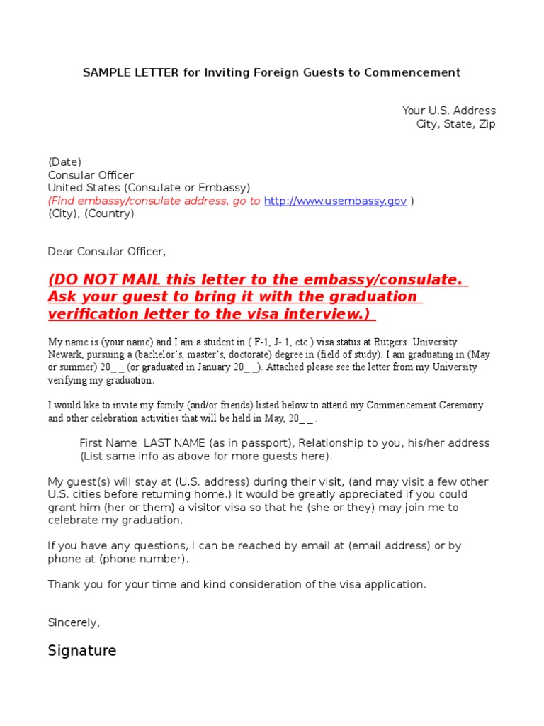 OnWebsite - Sample Letter - Inviting Foreign Guests For
