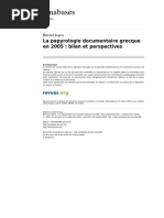 Legras, La Papyrologie Documentaire Grecque en 2005: Bilan et Perspectives, Anabases 2005