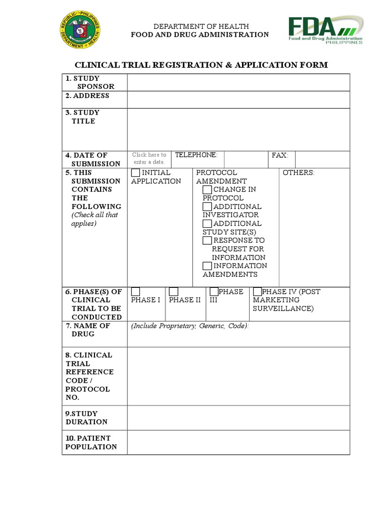 Clinical Trial Registration and Application Form | PDF | Clinical ...