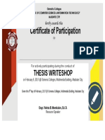 Thesis Writeshop: For Actively Participating During The Conduct of
