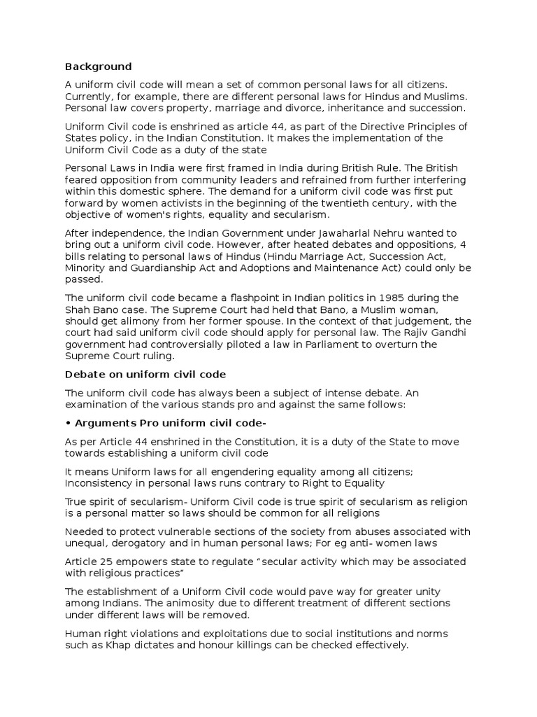Uniform Civil Code PDF Rights Identity Politics